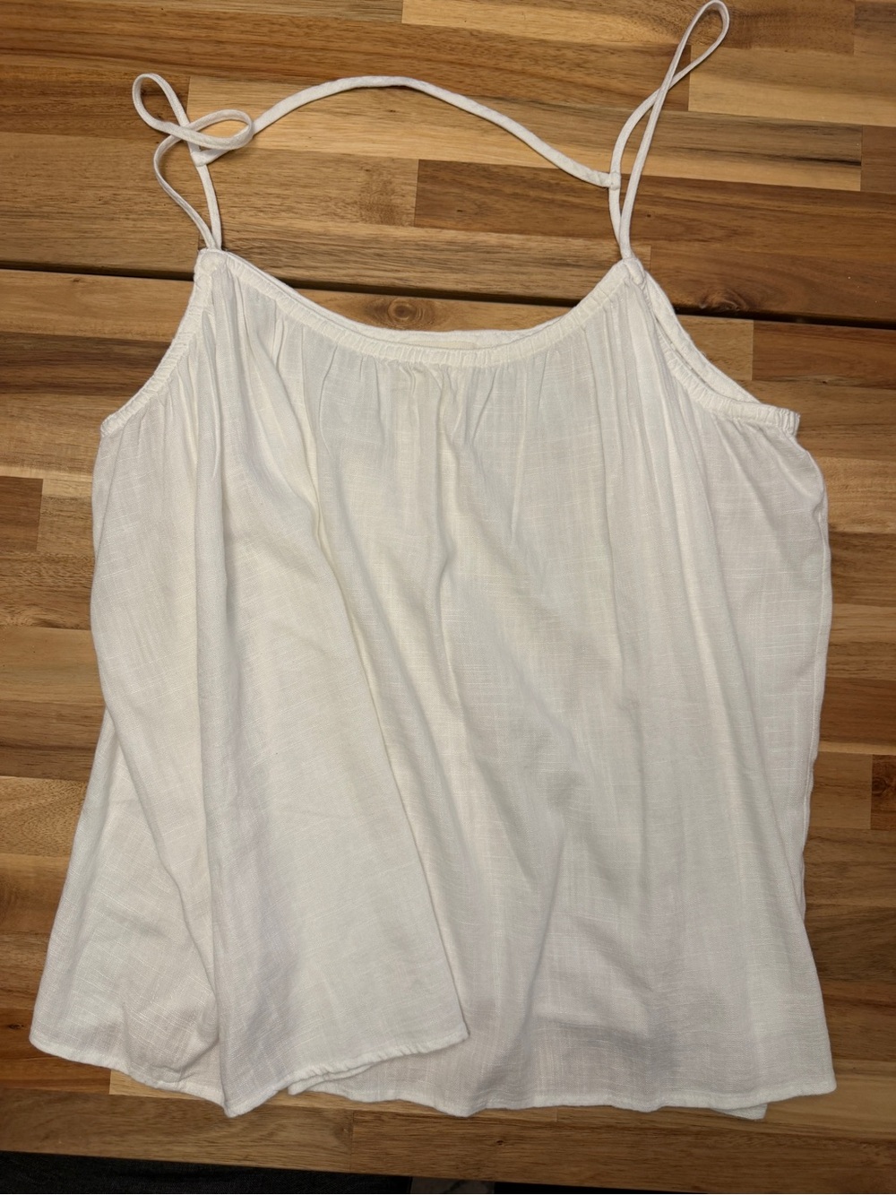 H&M Linen Blend White Spaghetti Tank